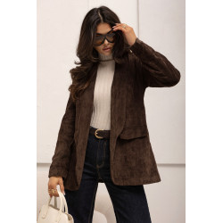 SZTRUKSOWA MARYNARKA Z SZALOWYM KOŁNIERZEM