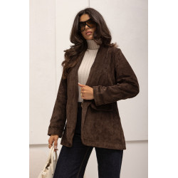 SZTRUKSOWA MARYNARKA Z SZALOWYM KOŁNIERZEM