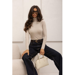 PRĄŻKOWANY GOLF Z GUZIKAMI NA RĘKAWACH