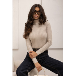 PRĄŻKOWANY GOLF Z GUZIKAMI NA RĘKAWACH