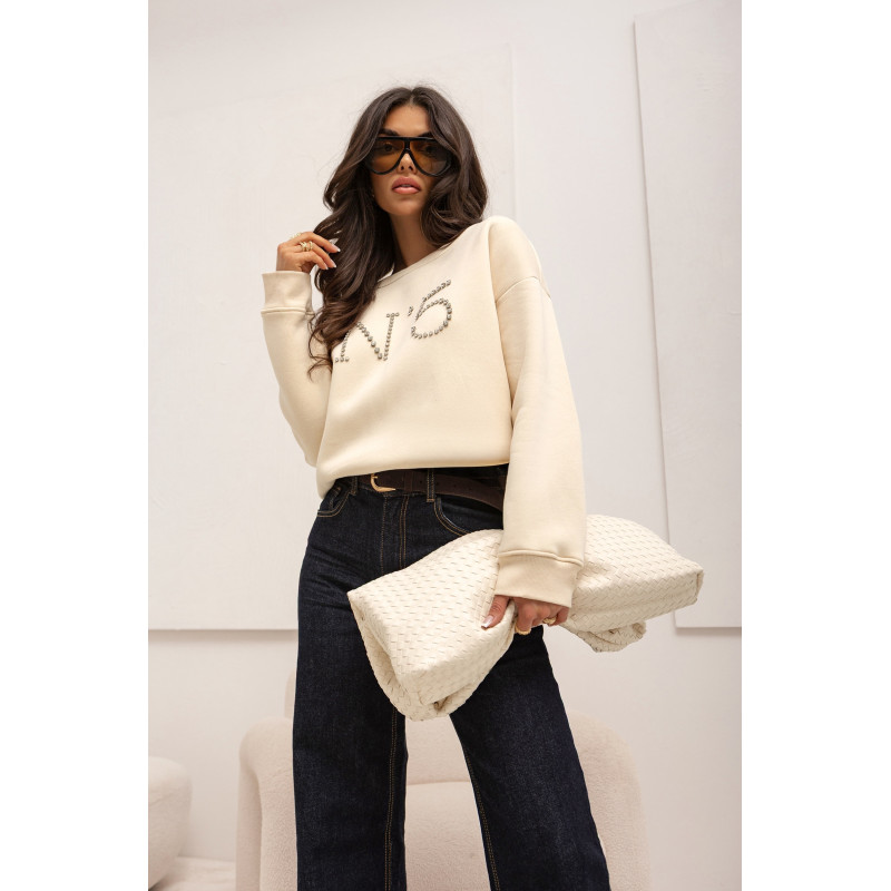 OVERSIZOWA BLUZA Z KRYSZTAŁKAMI