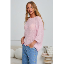 AŻUROWY SWETER OVERSIZE Z RĘKAWEM 3/4