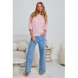 AŻUROWY SWETER OVERSIZE Z RĘKAWEM 3/4