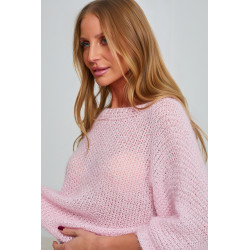 AŻUROWY SWETER OVERSIZE Z RĘKAWEM 3/4