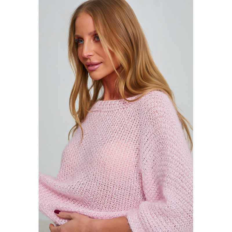 AŻUROWY SWETER OVERSIZE Z RĘKAWEM 3/4