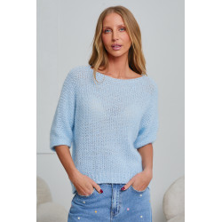 AŻUROWY SWETER OVERSIZE Z RĘKAWEM 3/4