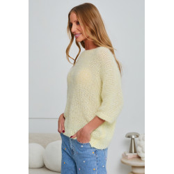 AŻUROWY SWETER OVERSIZE Z RĘKAWEM 3/4