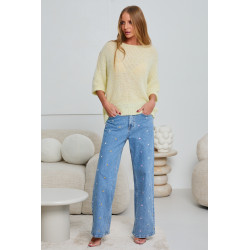 AŻUROWY SWETER OVERSIZE Z RĘKAWEM 3/4