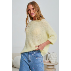 AŻUROWY SWETER OVERSIZE Z RĘKAWEM 3/4