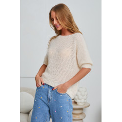 AŻUROWY SWETER OVERSIZE Z RĘKAWEM 3/4