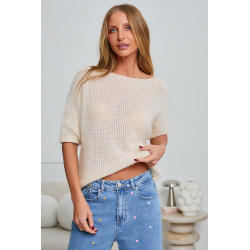 AŻUROWY SWETER OVERSIZE Z RĘKAWEM 3/4