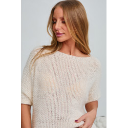 AŻUROWY SWETER OVERSIZE Z RĘKAWEM 3/4