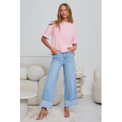 JEANSY WIDE LEG W HAFTOWANE KWIATY