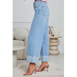JEANSY WIDE LEG W HAFTOWANE KWIATY