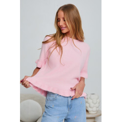 DZIANINOWY SWETER Z FALBANKOWYM WYKOŃCZENIEM