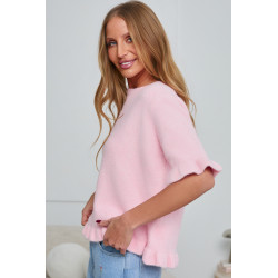 DZIANINOWY SWETER Z FALBANKOWYM WYKOŃCZENIEM