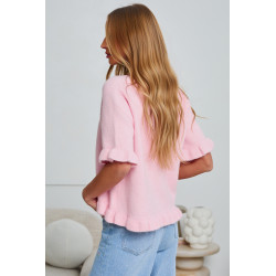 DZIANINOWY SWETER Z FALBANKOWYM WYKOŃCZENIEM