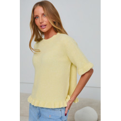 DZIANINOWY SWETER Z FALBANKOWYM WYKOŃCZENIEM