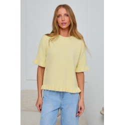 DZIANINOWY SWETER Z FALBANKOWYM WYKOŃCZENIEM