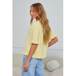 DZIANINOWY SWETER Z FALBANKOWYM WYKOŃCZENIEM