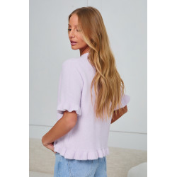 DZIANINOWY SWETER Z FALBANKOWYM WYKOŃCZENIEM