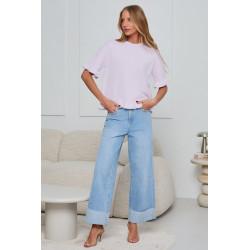 DZIANINOWY SWETER Z FALBANKOWYM WYKOŃCZENIEM