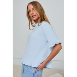 DZIANINOWY SWETER Z FALBANKOWYM WYKOŃCZENIEM