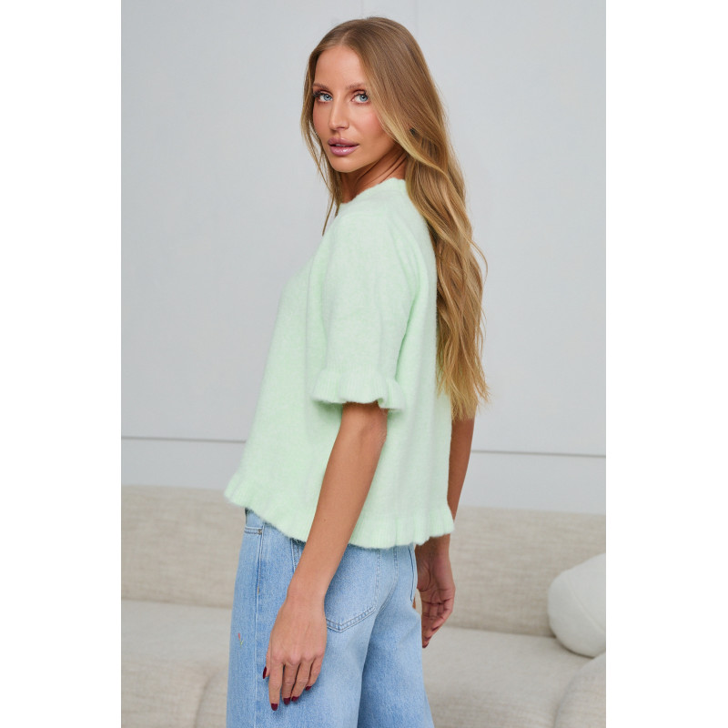 DZIANINOWY SWETER Z FALBANKOWYM WYKOŃCZENIEM