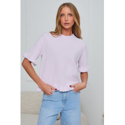 DZIANINOWY SWETER Z FALBANKOWYM WYKOŃCZENIEM