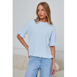 DZIANINOWY SWETER Z FALBANKOWYM WYKOŃCZENIEM