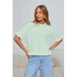 DZIANINOWY SWETER Z FALBANKOWYM WYKOŃCZENIEM