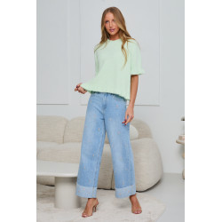 DZIANINOWY SWETER Z FALBANKOWYM WYKOŃCZENIEM