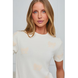 SWETER Z KRÓTKIM RĘKAWEM W KOKARDKI