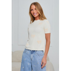 SWETER Z KRÓTKIM RĘKAWEM W KOKARDKI