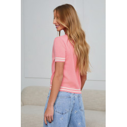 DZIANINOWY SWETER Z KONTRASTOWYMI ŚCIĄGACZAMI