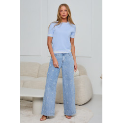 DZIANINOWY SWETER Z KONTRASTOWYMI ŚCIĄGACZAMI