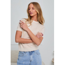 DZIANINOWY SWETER Z KONTRASTOWYMI ŚCIĄGACZAMI