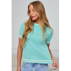 DZIANINOWY SWETER Z KONTRASTOWYMI ŚCIĄGACZAMI