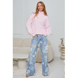 DZIANINOWY SWETER OVERSIZE Z PÓŁGOLFEM