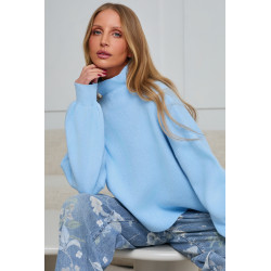 DZIANINOWY SWETER OVERSIZE Z PÓŁGOLFEM