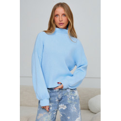 DZIANINOWY SWETER OVERSIZE Z PÓŁGOLFEM