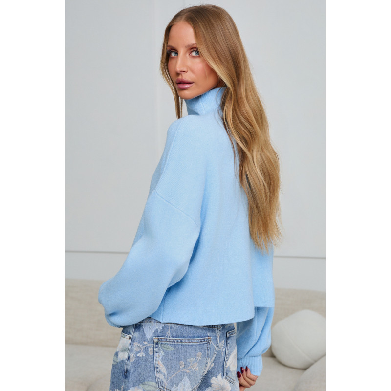 DZIANINOWY SWETER OVERSIZE Z PÓŁGOLFEM