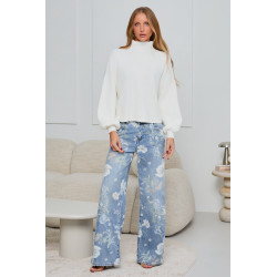 DZIANINOWY SWETER OVERSIZE Z PÓŁGOLFEM