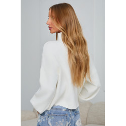 DZIANINOWY SWETER OVERSIZE Z PÓŁGOLFEM