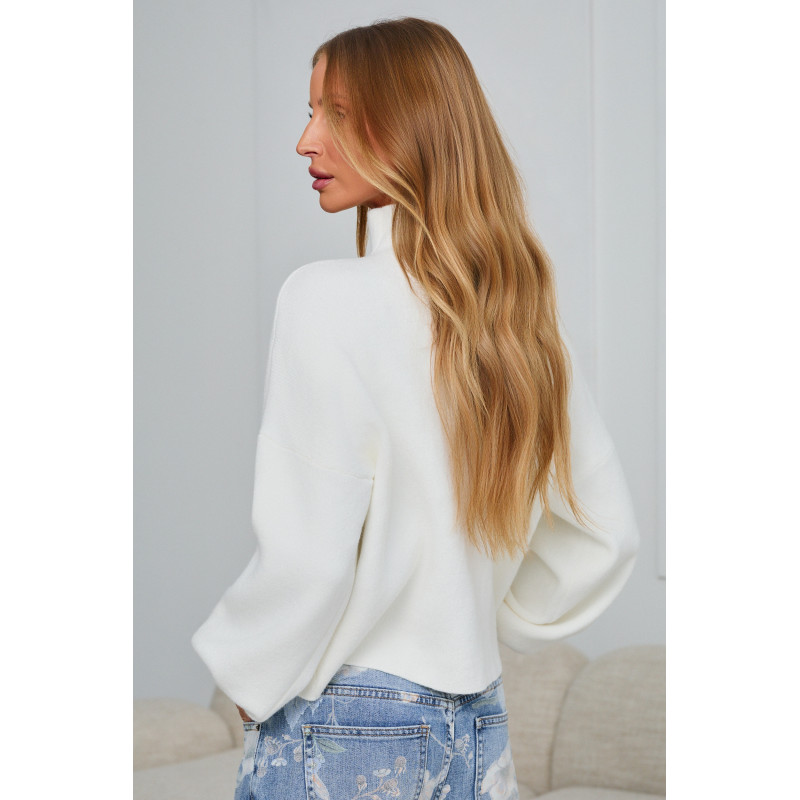 DZIANINOWY SWETER OVERSIZE Z PÓŁGOLFEM