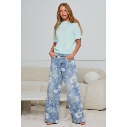 DZIANINOWY SWETER Z FALBANKOWYM RĘKAWEM