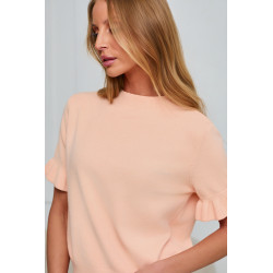 DZIANINOWY SWETER Z FALBANKOWYM RĘKAWEM