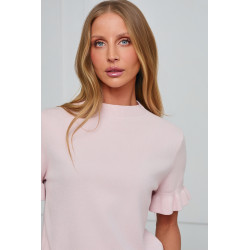 DZIANINOWY SWETER Z FALBANKOWYM RĘKAWEM