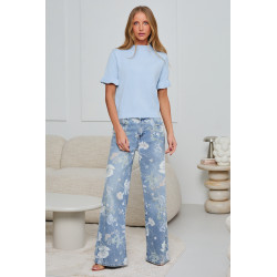 DZIANINOWY SWETER Z FALBANKOWYM RĘKAWEM