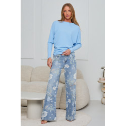 PRĄŻKOWANY SWETER TYPU BATWING